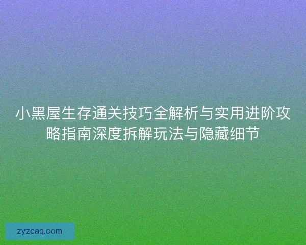 小黑屋生存通关技巧全解析与实用进阶攻略指南深度拆解玩法与隐藏细节